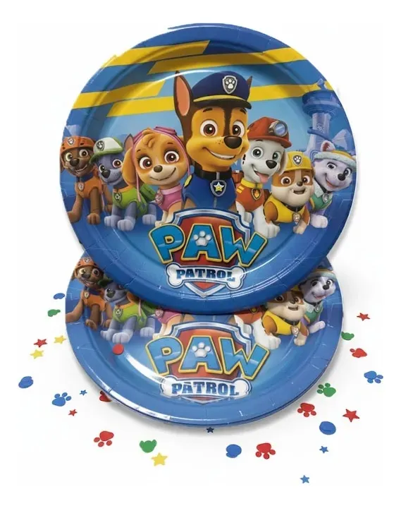 12 Platos Paw Patrol Fiesta Cumpleaños