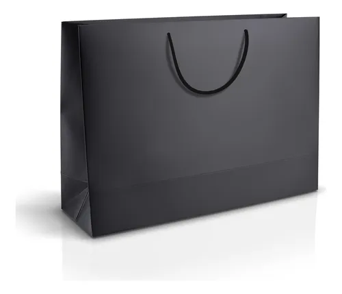 Bolsa Papel Kraft Grande Regalo Tienda Boutique Negro Marrón